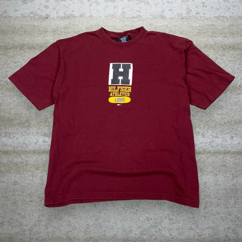 Vintage 90s Tommy Hilfiger Shirt Mens 2XL Red Cotton Short Sleeve